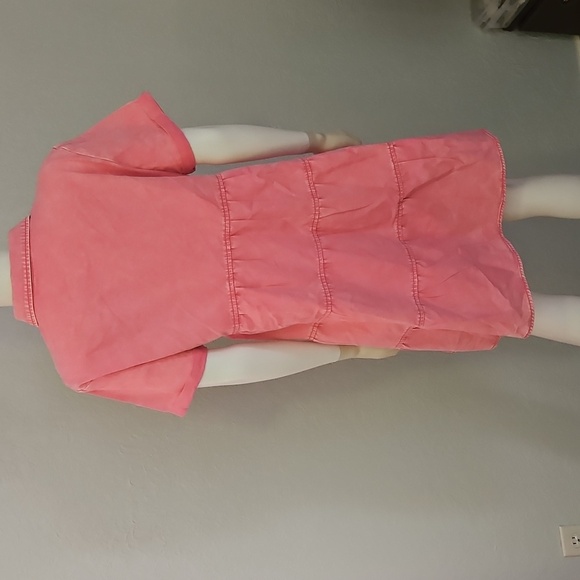 Distressed Pink Heart Empire Waist Babydoll Shirt Dress - Picture 7 of 8